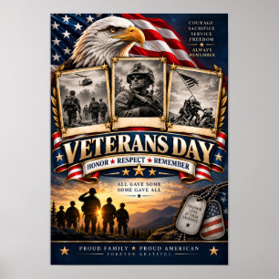 Veteranen Dag Eer Respect Herinnering Patriottisch Poster