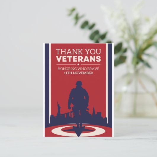 Veteranen Dag: Eerbetoon aan Degenen die Moedig zi Briefkaart (Staand voorkant)
