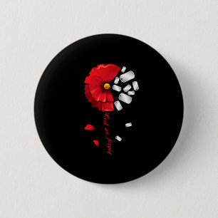 Veteranen Dag Lest We Forget Rode Klaproos Bloem V Ronde Button 5,7 Cm