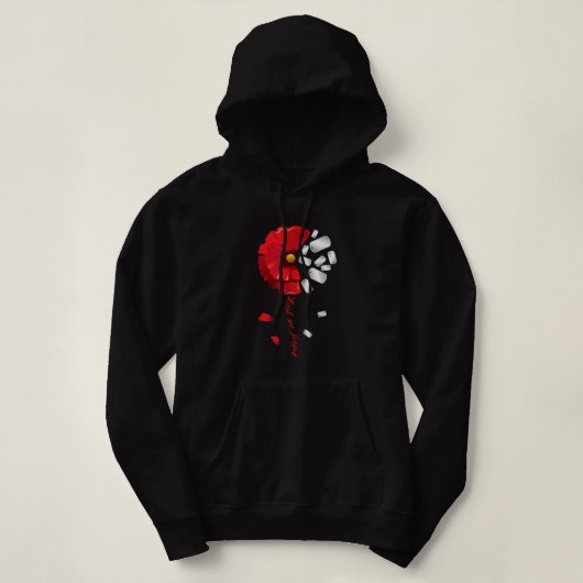 Veteranen Dag Lest We vergeten Rode Poppie Vloer V Hoodie (Design voorkant)