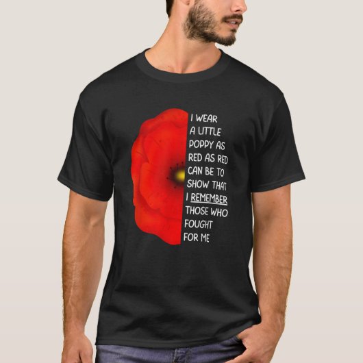 Veteranen Dag Lest We vergeten Rode Poppie Vloer V T-shirt (Voorkant)
