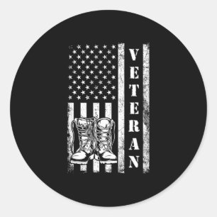 Veteranen dag militair combatlaarzen hondentags ronde sticker