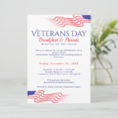 Veteranen Dag Ontbijt Parade Patriottisch Kaart (Staand voorkant)