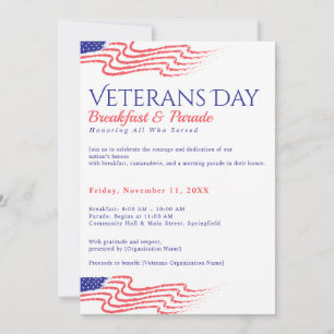Veteranen Dag Ontbijt Patriottische Parade Fondsen Kaart