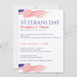 Veteranen Dag Ontbijt Patriottische Parade Fondsen Kaart