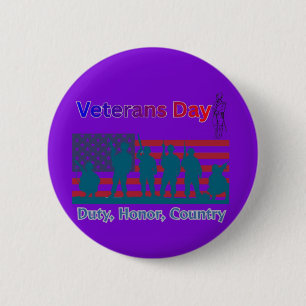 Veteranen dag paars ronde button 5,7 cm