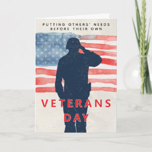 Veteranen Dag Patriotisch Thema Saluut en Vlag van Kaart