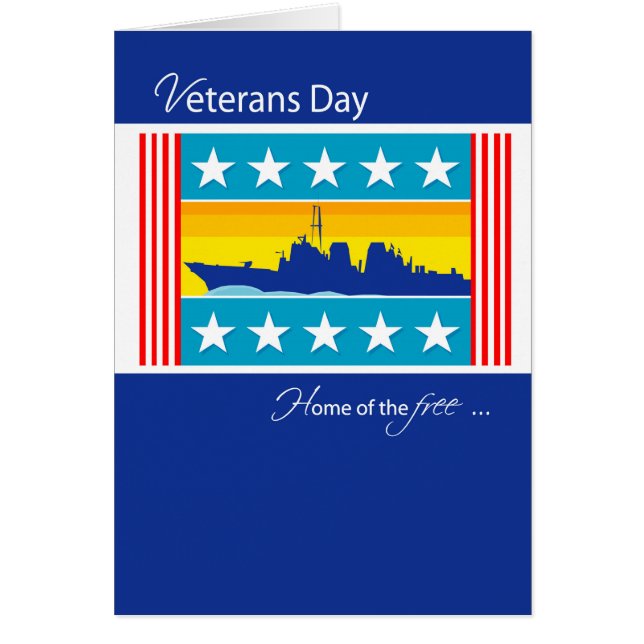 Veteranen Dag Patriottisch marineschip, rood, wit, (Voorkant)