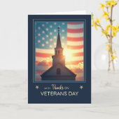 Veteranen Dag Religieuze Dank Kerk Toren Vlag Kaart (Gele Bloem)