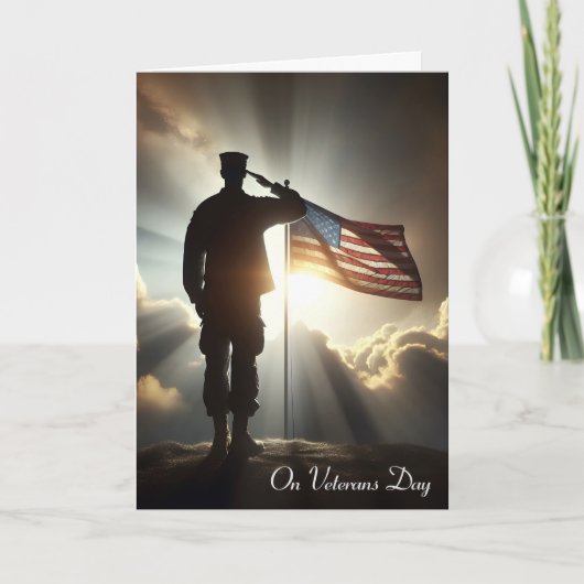 Veteranen Dag Saluerende Amerikaanse Soldaat Kaart (Voorkant)