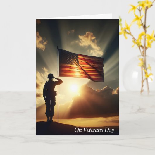 Veteranen Dag Saluut aan Amerikaanse Soldaat  Kaart (Gele Bloem)