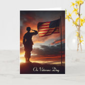 Veteranen Dag Saluut aan Amerikaanse Soldaat  Kaart (Gele Bloem)