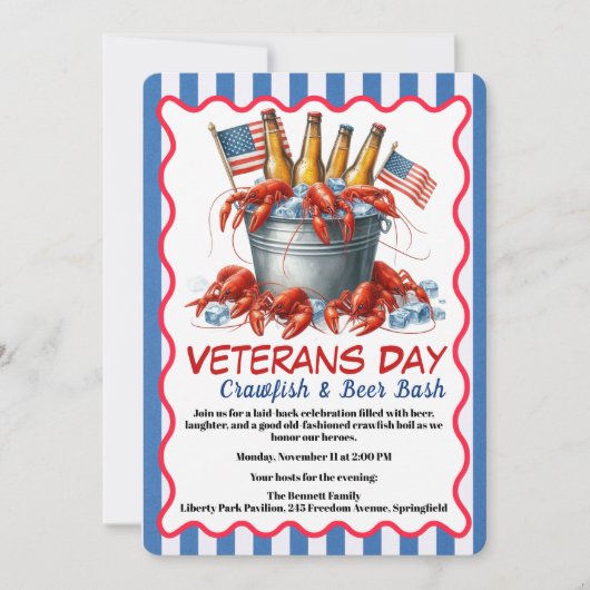 Veteranen Dag Uitnodiging | Kreeft & Bier Feest (Voorkant)