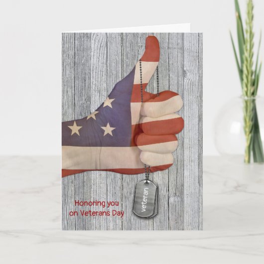Veteranen Dagduimen met labels de vlag omhoog Kaart (Voorkant)