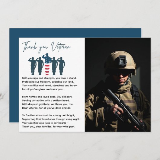 Veteranen, dank u | patriottische waardering bedankkaart (Voorkant / Achterkant)