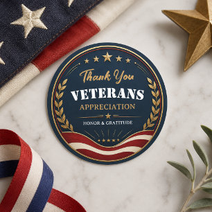 Veteranen Danken U Patriottisch Militair Feest Ronde Sticker