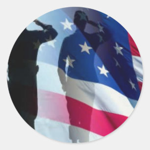 Veteranen groeten het vlaggenpatriottische ronde sticker