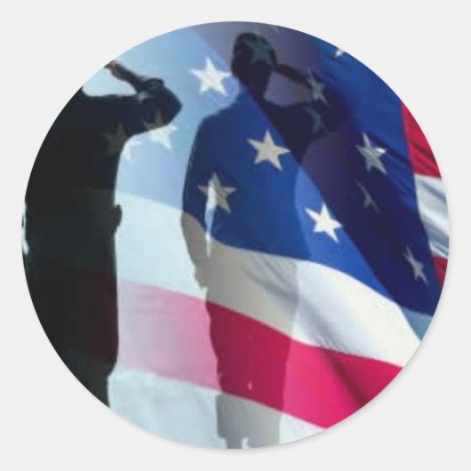 Veteranen groeten het vlaggenpatriottische ronde sticker (Voorkant)