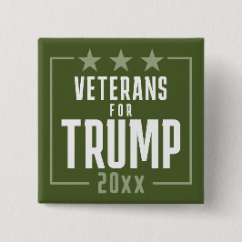 Veteranen olijfgroen voor Trump - 2024 Vierkante Button 5,1 Cm