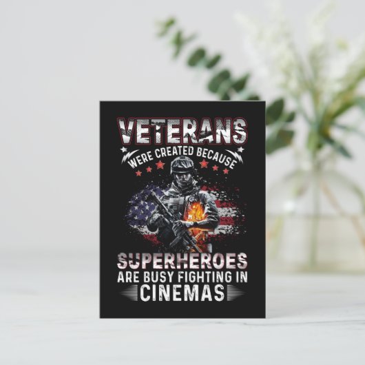 Veteranen omdat superhelden bezig zijn in Cinemas Briefkaart (Staand voorkant)