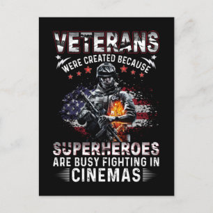 Veteranen omdat superhelden bezig zijn in Cinemas Feestdagenkaart