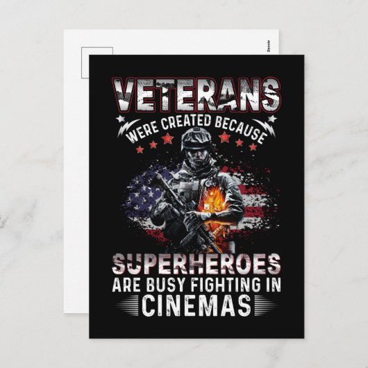 Veteranen omdat superhelden bezig zijn in Cinemas Feestdagenkaart (Voorkant / Achterkant)