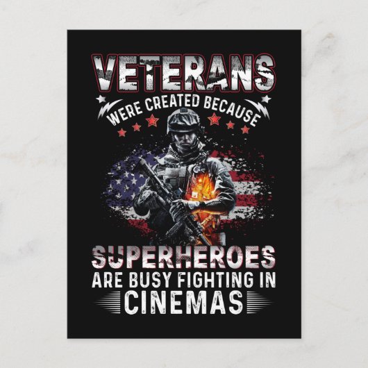 Veteranen omdat superhelden bezig zijn in Cinemas Feestdagenkaart (Voorkant)