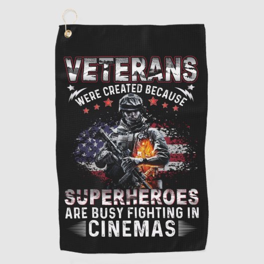Veteranen omdat superhelden bezig zijn in Cinemas Golfhanddoek (Voorkant)