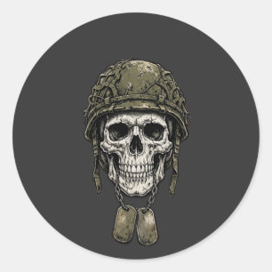 Veteranen Schedel — Hondentags Ronde Sticker