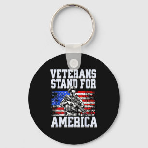 Veteranen staan voor Amerika patriotisch leger sol Sleutelhanger