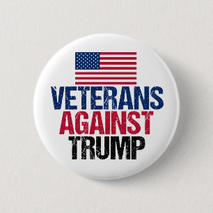 Veteranen tegen de Amerikaanse vlag Trump Ronde Button 5,7 Cm