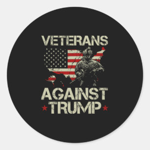 Veteranen Tegen Donald Trump Amerikaanse Vlag Cade Ronde Sticker