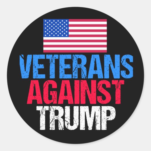 Veteranen tegen Donald Trump Ronde Sticker (Voorkant)