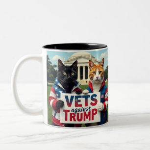 Veteranen tegen Trump Cat Tweekleurige Koffiemok