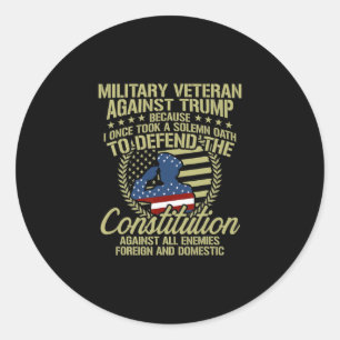Veteranen Tegen Trump Grappige Anti Trump Kleding  Ronde Sticker