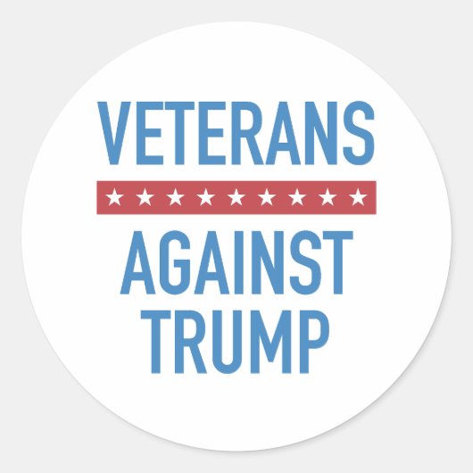 Veteranen tegen Trump Ronde Sticker (Voorkant)