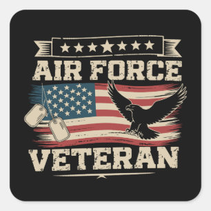 Veteranen US Luchtmacht Amerikaanse Vlag Amerika  Vierkante Sticker