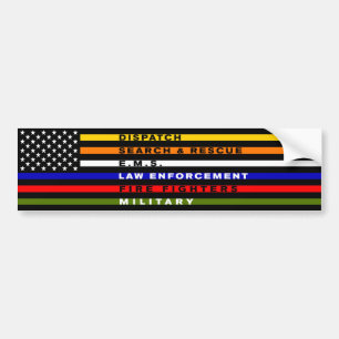 Veteranen van dun Blue Line Fire EMS Dispatch Flag Bumpersticker
