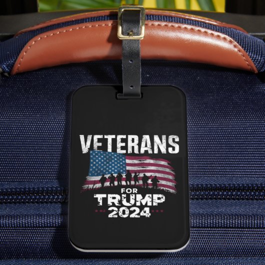 Veteranen van pa Grandpa voor Trump 2024 Amerikaan Bagagelabel (Voorkant Insitu 2)