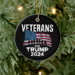 Veteranen van pa Grandpa voor Trump 2024 Amerikaan Keramisch Ornament