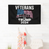 Veteranen van pa Grandpa voor Trump 2024 Amerikaan Spandoek (Insitu)