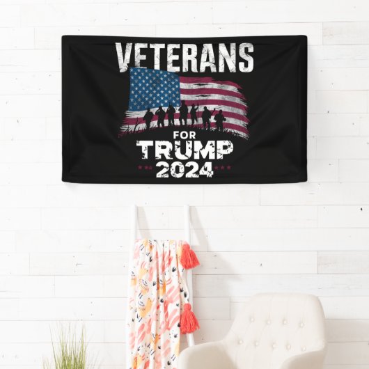 Veteranen van pa Grandpa voor Trump 2024 Amerikaan Spandoek (Insitu)