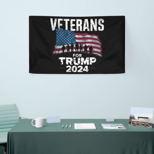 Veteranen van pa Grandpa voor Trump 2024 Amerikaan Spandoek (Beurs)
