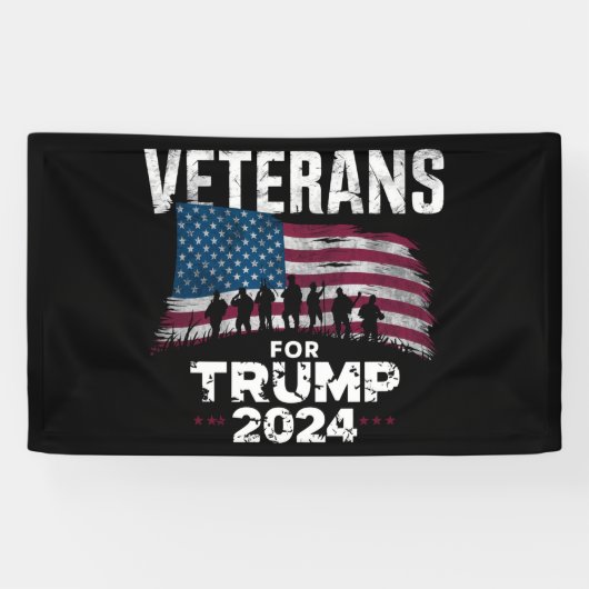 Veteranen van pa Grandpa voor Trump 2024 Amerikaan Spandoek (Horizontaal)
