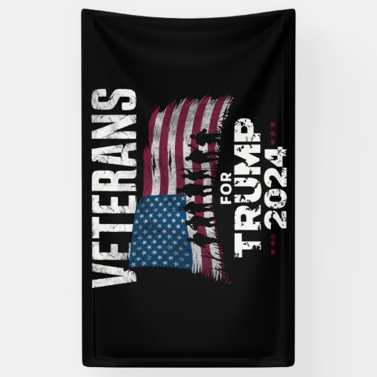 Veteranen van pa Grandpa voor Trump 2024 Amerikaan Spandoek (Verticaal)