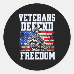 Veteranen verdedigen de vrijheid ons patriottische ronde sticker