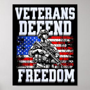 Veteranen verdedigen vrijheid ons patriottische le poster