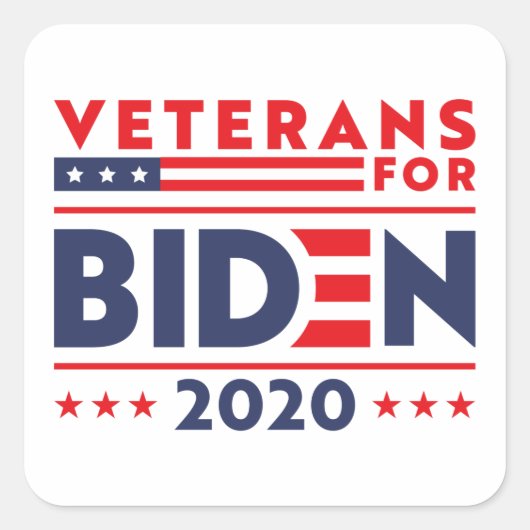 VETERANEN VOOR BIDEN 2020 VIERKANTE STICKER (Voorkant)