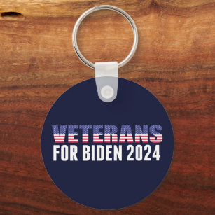 Veteranen voor Biden 2024 Verkiezing Blauw Sleutelhanger