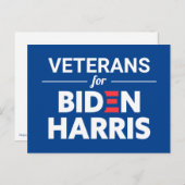 Veteranen voor Biden Harris Custom Text Blue Briefkaart (Voorkant / Achterkant)